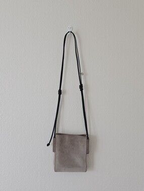 Rag & Bone Passport Bag Chambray Suede Adjustable Crossbody Mini Purse Tan Color